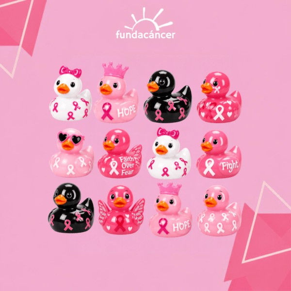Mini patitos de resina cinta rosada
