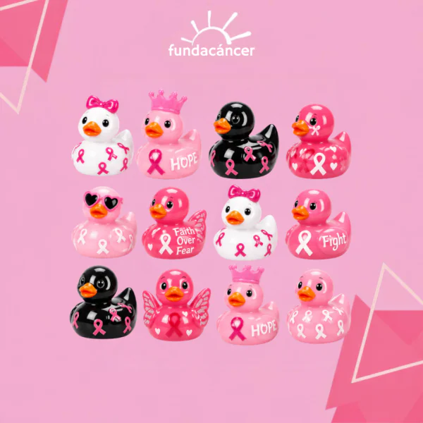 Mini patitos de resina cinta rosada
